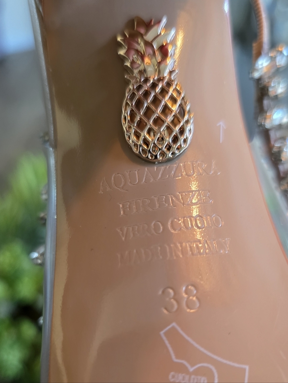 Aquazzura Temptation Crystal Sandals Nude EU 38 US 7.5-8  Italy Bridal Prom - Picture 14 of 15